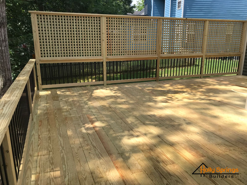 Custom Wood Deck with privacy Lattice All Around - Holly Springs Builders