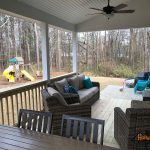 Covered Deck with Ceiling Fan & furnished - Holly Springs Builders